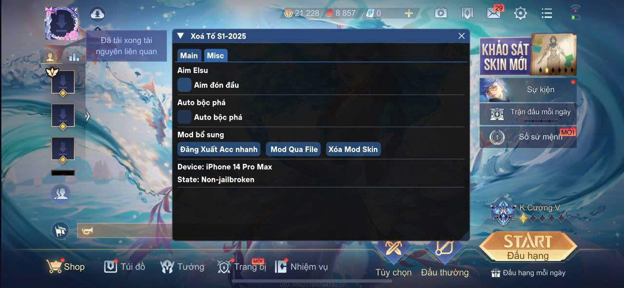 <b> S2-IOS Menu full chức năng Hack Map LQMB </b>